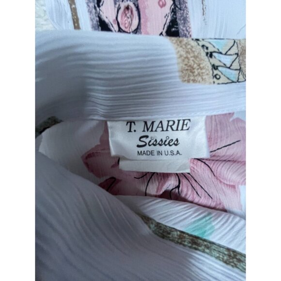 Vintage T. Marie Sissies Women Floral Print Shirt Blouse Top Size 14 Long Sleeve - Picture 3 of 9